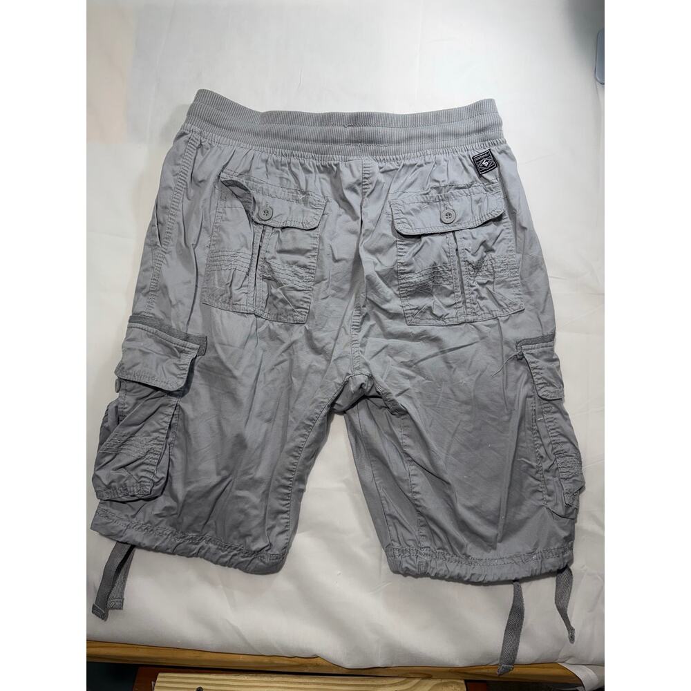 Southpole Men’s Gray Cargo Shorts Sz L Drawstring Waist Utility Y2K Streetwear - Picture 2 of 4